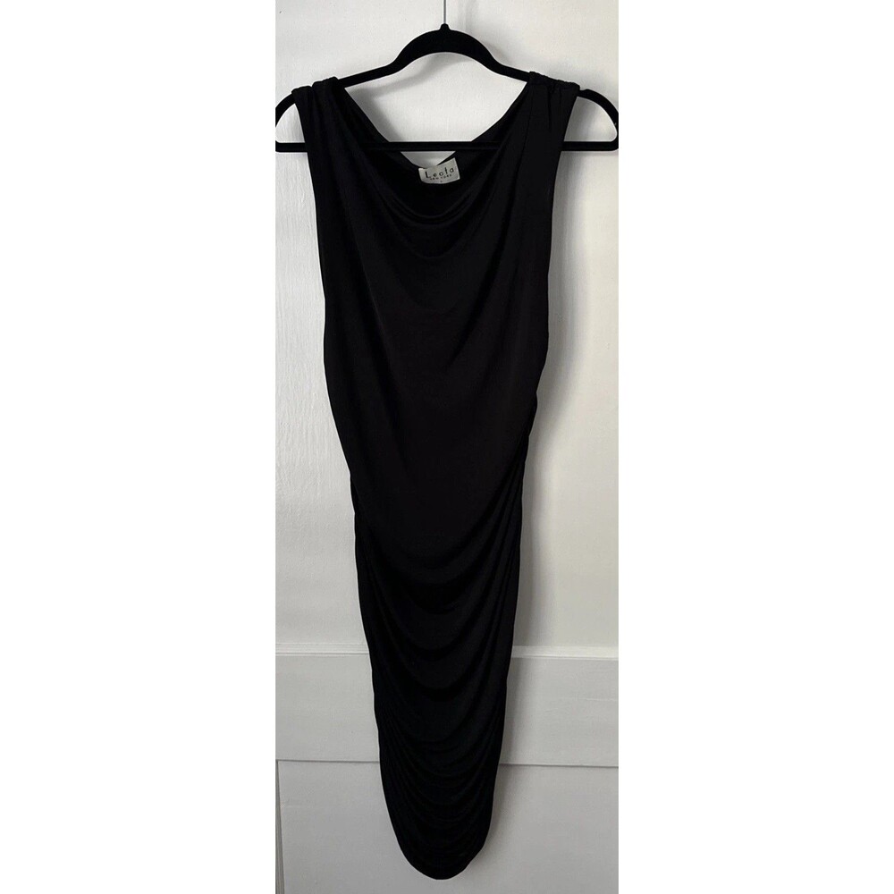 Leota New York Black Draped Dress Women's Large Ruched